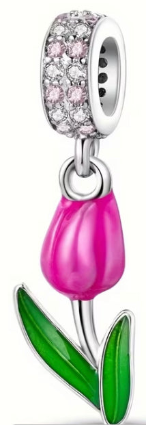 Pink tulip charm