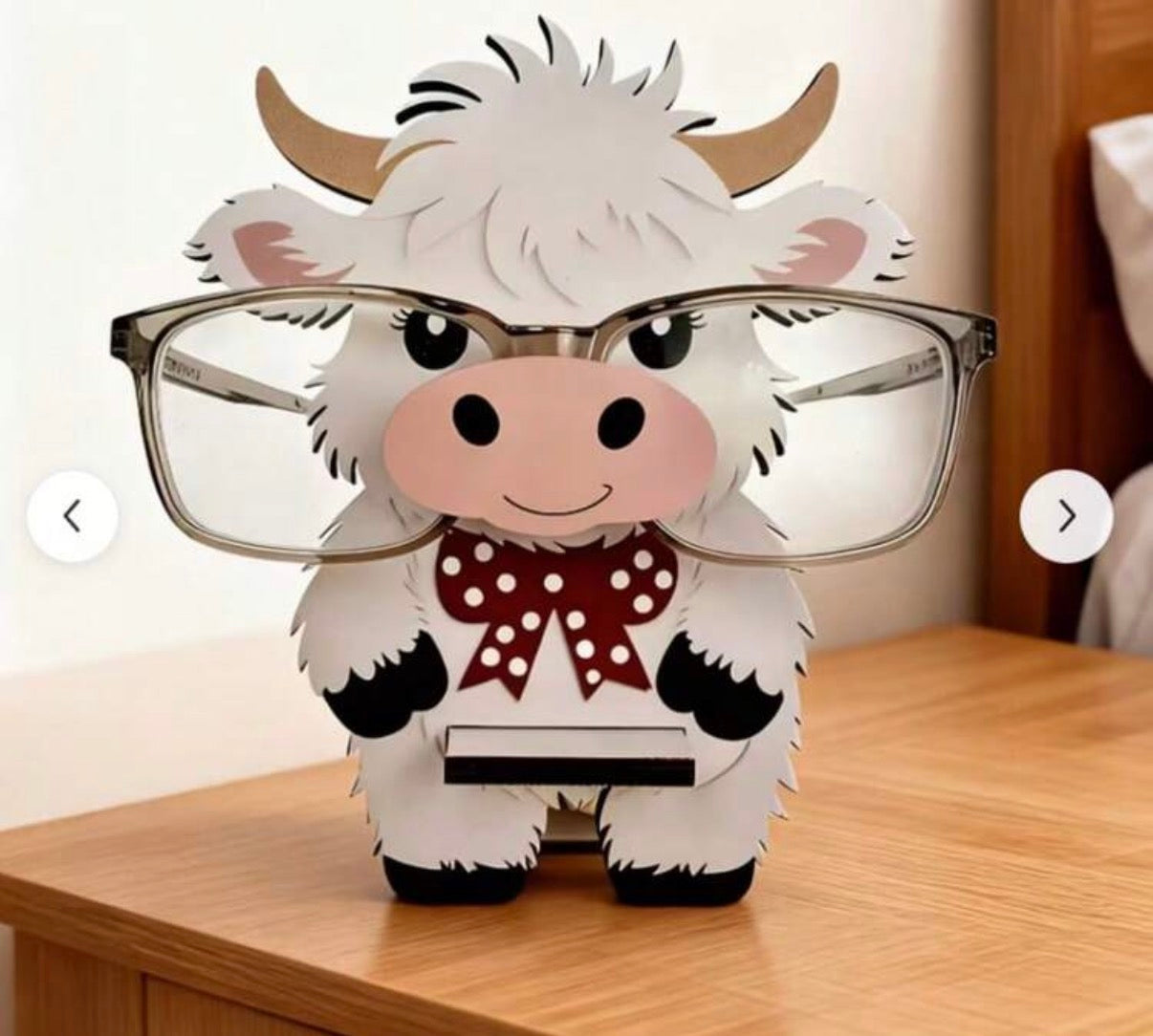 Wooden Glasses Holder Highland Cow