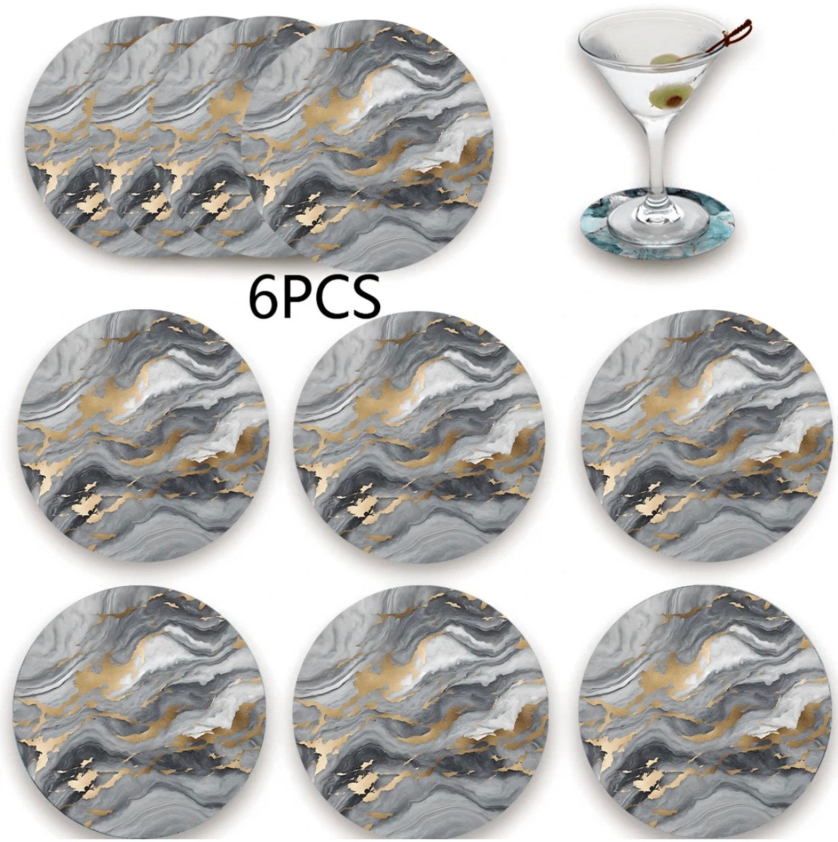 6pcs Grey Coaster Set
