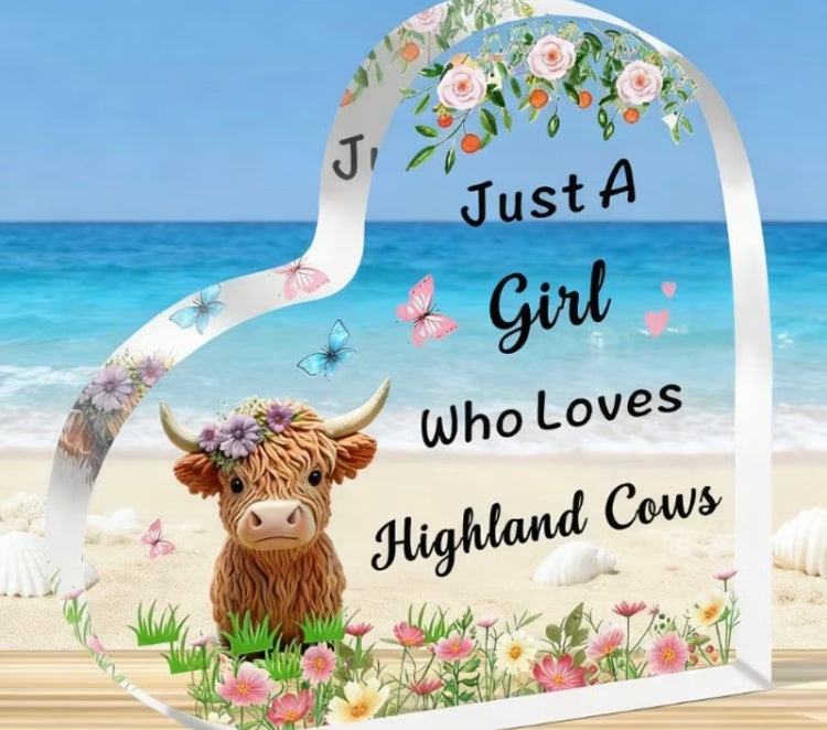 Just a girl who loves highland cows heart plaque