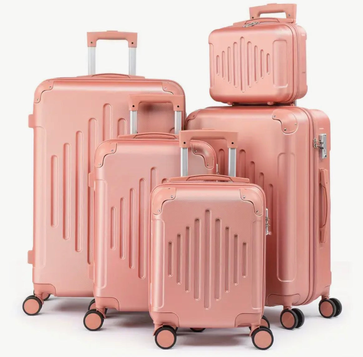 5pcs Pink Suitcases