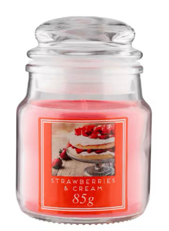 Strawberries and cream scented candle (85g/3oz)