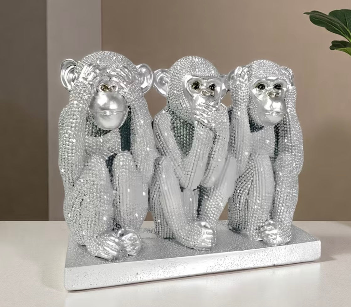 3 Monkeys Bling Ornament