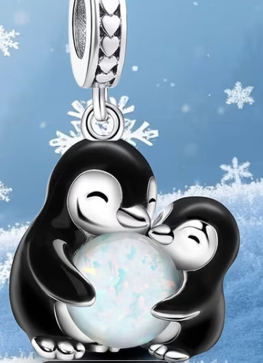 Penguin and baby charm