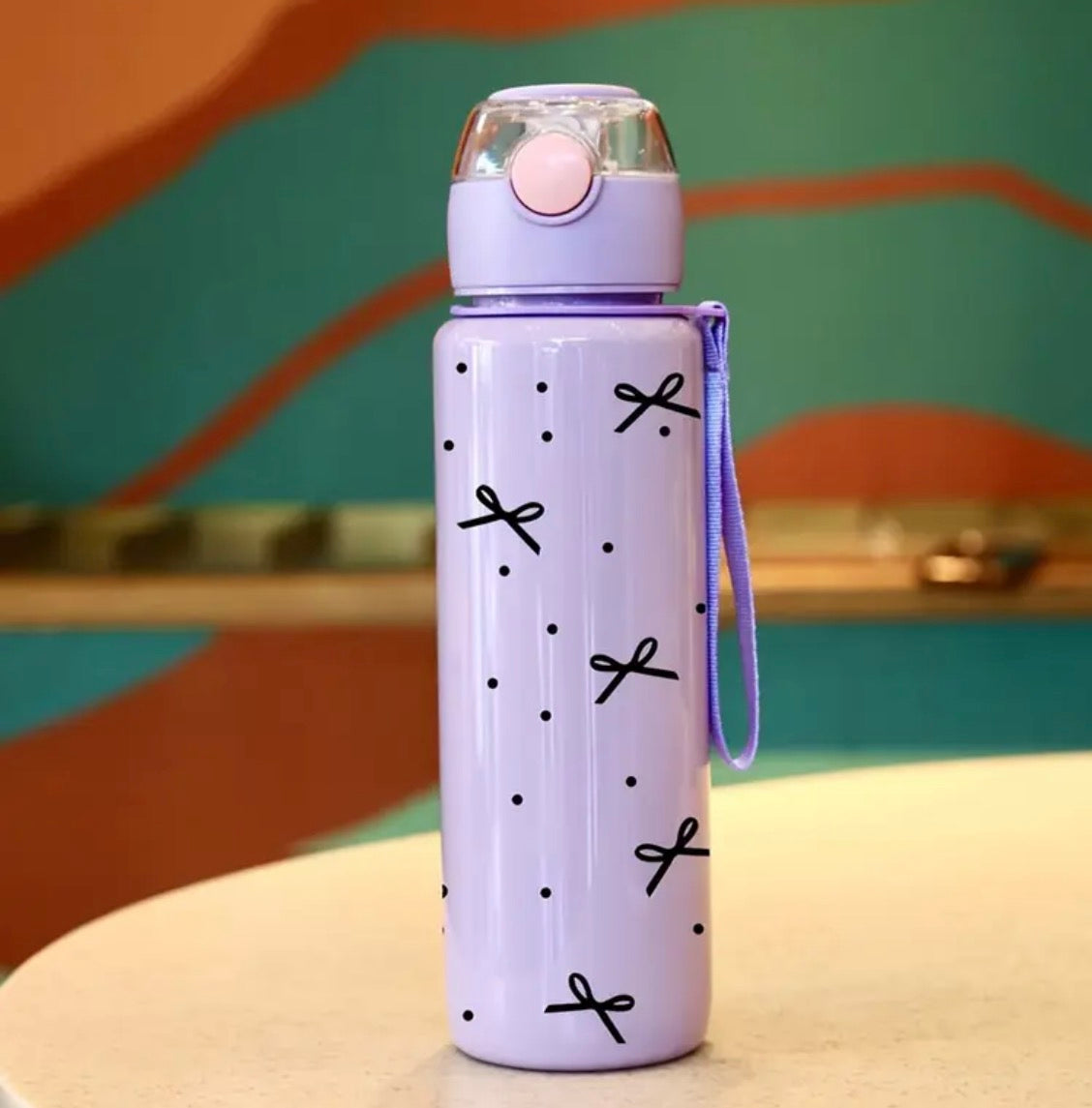 Bow Water Bottle - Purple