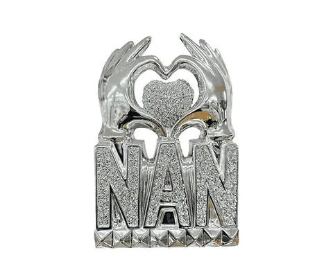 Silver Crushed Diamond NAN Heart Ornament