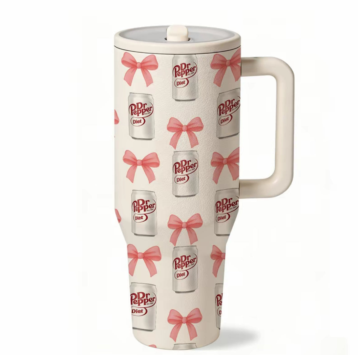 1pc 40oz Dr Pepper with Handle Tumbler