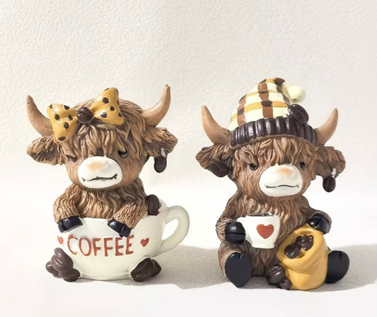 2pcs Highland Cow Ornaments