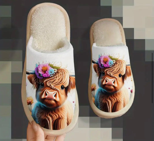 Ladies Highland Cow Slippers