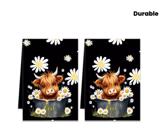 2x Highland Cow Tea Towels