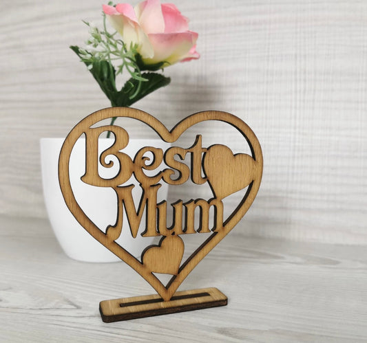 Best Mum Heart Wooden Plaque