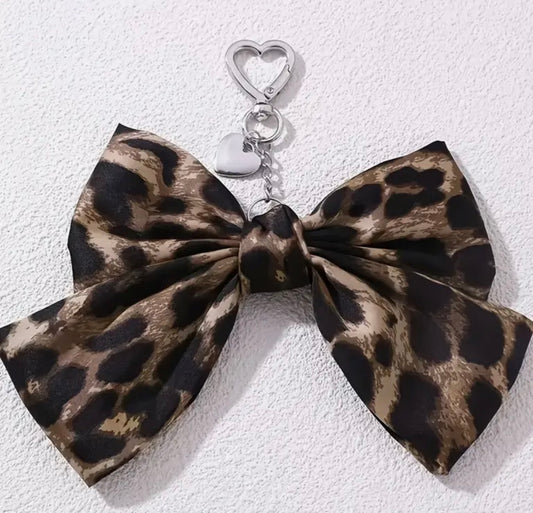 Leopard Print Bow Keyring