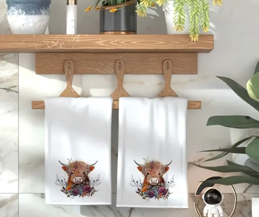 2x Highland Cow Tea Towels