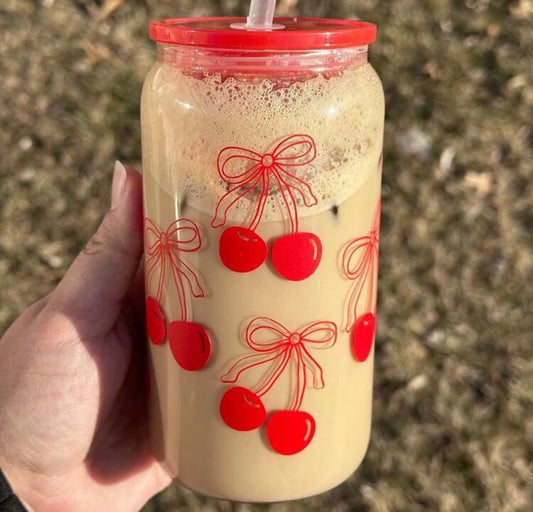 16oz Red Cherry Plastic Tumbler