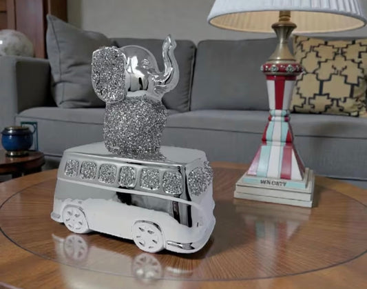 Elephant On A Bus Bling Ornament