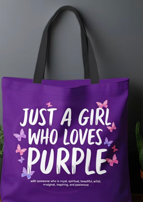 Just a girl who loves purple tote bag