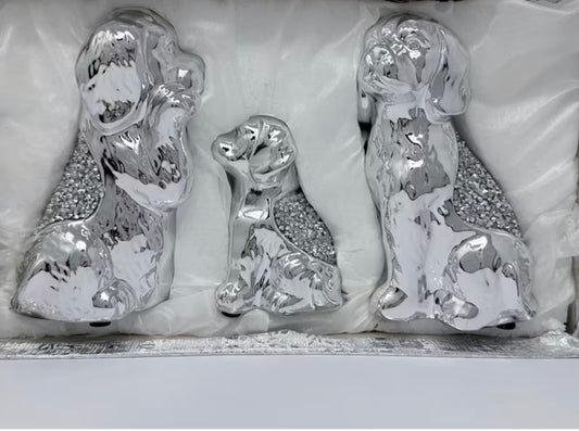 3x Dogs Silver Bling Ornament