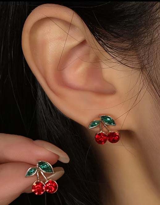 Cute cherry stud earrings