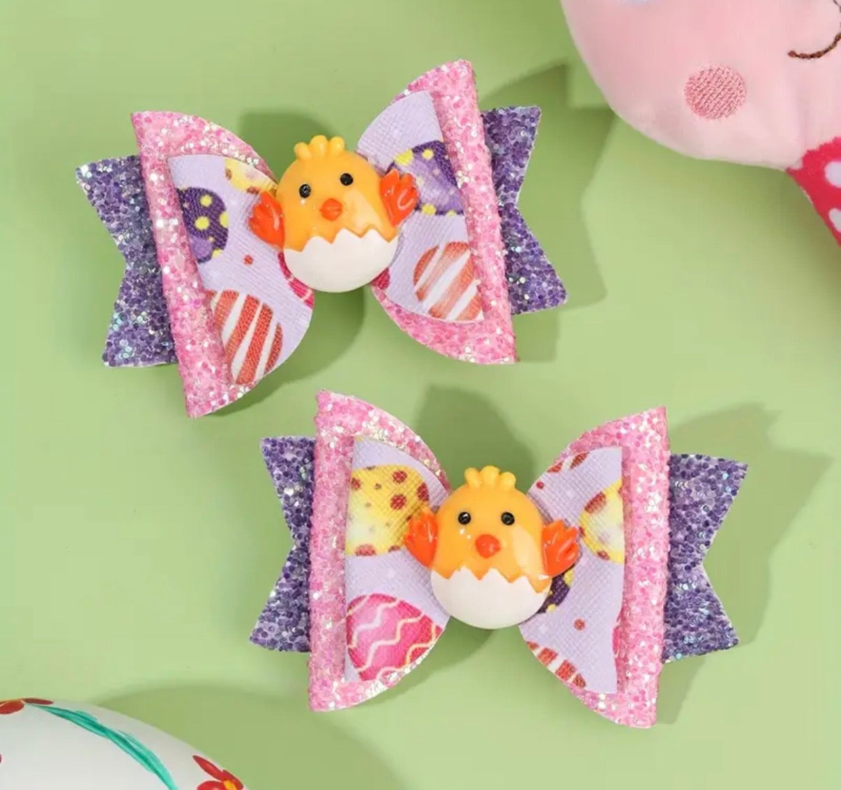 2pcs Chick Easter Bows