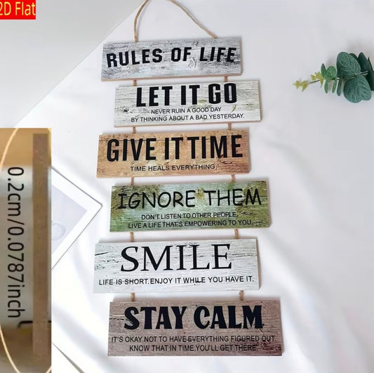 Rules of life hanging sign plaque