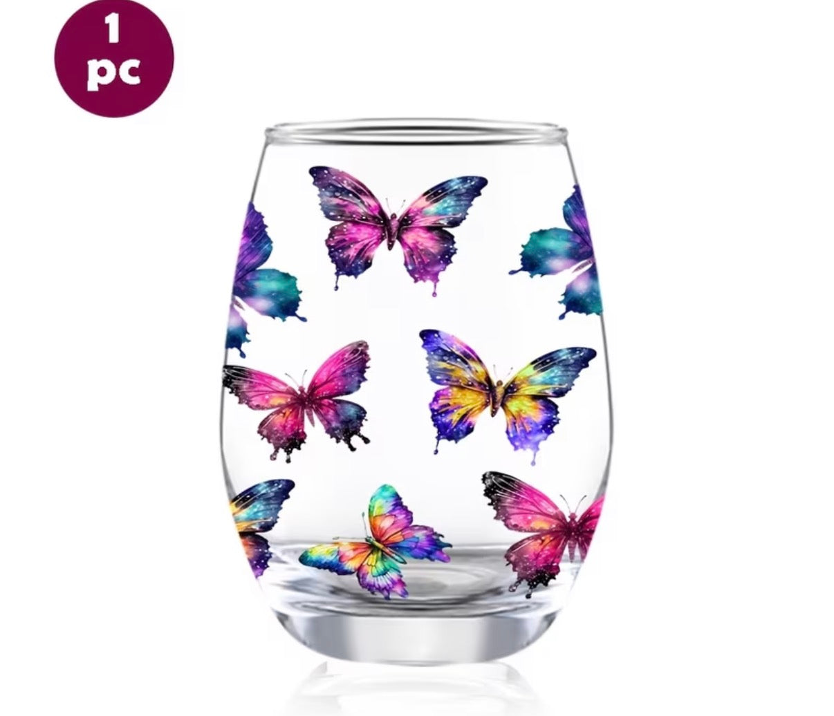 Butterfly Stemless Wine Glass