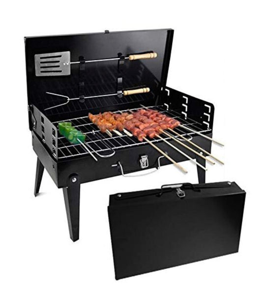 Portable Folding Charcoal BBQ Grill with Utensils