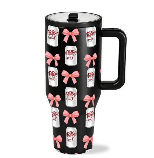 1pc 40oz Dr Pepper with Handle Tumbler