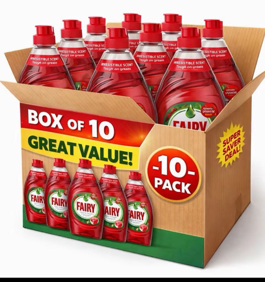 X10 Fairy Pomegranate Washing Up Liquid Red with LiftAction 320ML (Pack of 10)